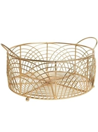 Attractive craft brio wire round basket gold plated Boxes, Baskets & Bins -  Free Size, Gold, Metal, Pack of1